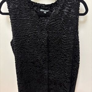 Adrianna Papell Jacket Sweater Vest Womens Black Faux Fur Black Knit Retro M